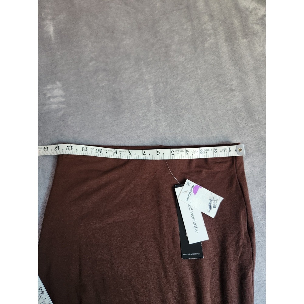 New Naked Wardrobe Chocolate Brown Long Bodycon Stretchy Skirt Small S Tall Nwt - Picture 4 of 10